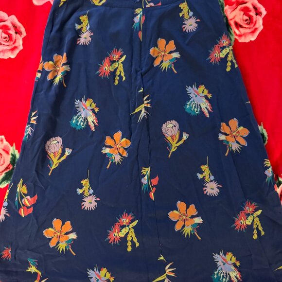 Madewell Silk Atrium Midi Skirt Bird of Paradise Floral Blue Size 10 - Picture 12 of 14